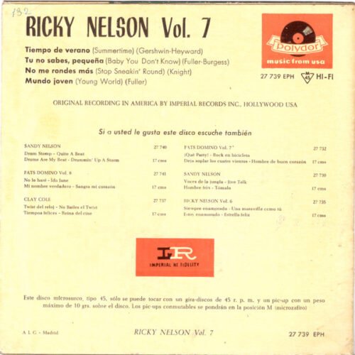 Ricky Nelson (2) - Ricky Nelson Vol. 7 - Image 2