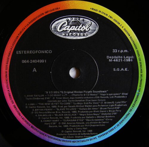 Various - 9 Semanas Y Media - Original Motion Picture Soundtrack - Image 3
