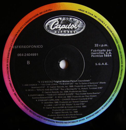 Various - 9 Semanas Y Media - Original Motion Picture Soundtrack - Image 4